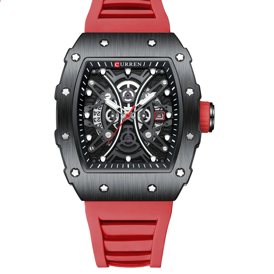 CURREN Men 3D Watch Top Brand Quartz Stainless Steel Watches Waterproof Creative Clock Silicone Strap Wrist watch