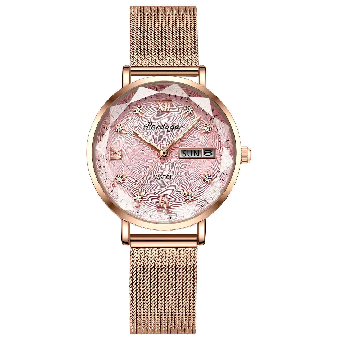 POEDAGAR Luxury Woman Wristwatch Stainless Steel Waterproof Luminous Date Week Ladies Watches Fashion Elegant Quartz Women Watch
